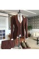 Elmer New Arrival Burgundy 3-Pieces Striped Peaked Collar Men Suits For Business
