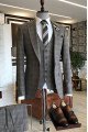 Felix Official Small Plaid Peaked Collar Bespoke Best Fitted Men Suits
