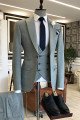 Henry Fashion Gray 3-Pieces Peaked Collar Men Suits For Business