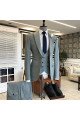 Henry Fashion Gray 3-Pieces Peaked Collar Men Suits For Business