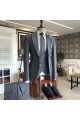 Dark Gray 3-Pieces Peaked Collar One Button Official Men Suits