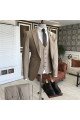 Jacob Official Light Brown 3-Pieces Peaked Collar Best Fitted Men Men Suits