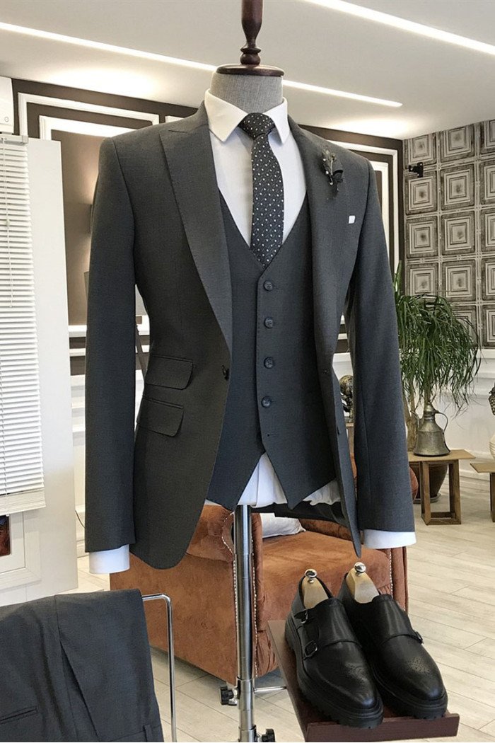 Lambert Official Black 3-Pieces Peaked Collar Best Business Men Suit