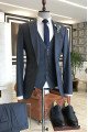 Leo Black 3-Pieces Peaked Collar Official Business Men Suits