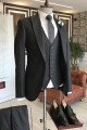 Levi Black 3-Pieces Double Breasted Bespoke Men Suits