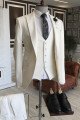 Mark New Arrival All White Peaked Collar Close Fitting Men Suits