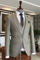 Nick Light Khaki 3-Pieces Notch Collar Formal Men Suits