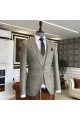 Nick Light Khaki 3-Pieces Notch Collar Formal Men Suits