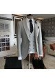Formal Light Gray 3-Pieces Notch Collar Double Breasted Men Suits