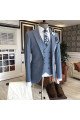Popular Blue Plaid Notch Collar Double Breasted Bespoke Men Suits