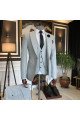 Latest Light Gray 3-Pieces Double Breasted One Button Men Suits