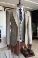 Pete Popular Light Brown 3-Pieces One Button Best Fitted Business Men Suits