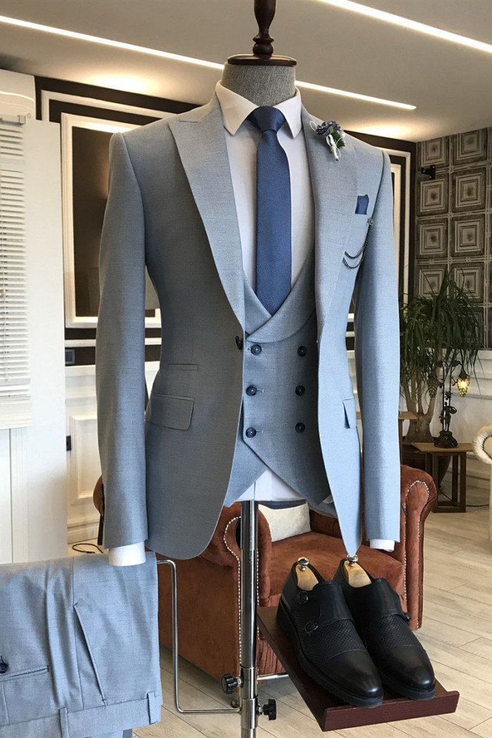 Dick Unique Blue 3-Pieces Double Breasted Best Fitted Men Suits
