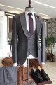 Ingemar Black 3-Pieces Peaked Collar Men Suits