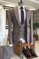 Jeff Normal Brown Peaked Collar Double Breasted Best Fitted Business Men Suit