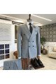Jeremy Handsome Gray Peaked Collar  Double Breasted Bespoke Men Suits