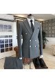 Les Fashion Dark Gray Peaked Collar Double Breasted Best Fitted Men Suits