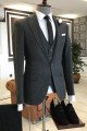 Ivan Small Black Plaid Notch Collar One Button Best Fitted Men Suits