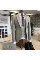 Nelson Stylish Light Brown Small Plaid Peaked Collar Business Men Suits