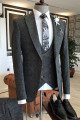 Page Black Small Plaid Peaked Collar Business Men Suit