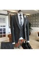 Otis Modern Dark Gray Small Plaid Peaked Collar Double Breasted Men Suits