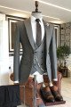 Payne Trendy Solid Gray Peaked Collar Double Breasted Bespoke Business Men Suits