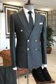 Steward Hot Black Peaked Collar Double Breasted Best Fitted Business Men Suit