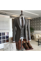 Popular Brown Small Plaid 3-Pieces Peaked Collar Men Suits