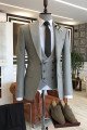 Cedric Stylish Gray Small Plaid Peaked Collar One Button Bespoke Business Men Suits