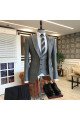 Charles Dark Gray Small Plaid Peaked Collar Best Fitted Business Men Suits
