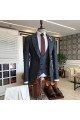 Derrick New Arrival Black Plaid Peaked Collar Double Breasted Business Men Suit