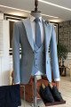 Earl Fashion Blue 3-Pieces Peaked Collar One Button Best Fitted Prom Men Suits