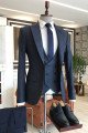 Trendy Navy Blue Small Plaid One Button Double Breasted Bespoke Men Suits