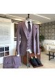 Latest Purple Small Plaid Peaked Collar One Button Bespoke Men Suits For Proms