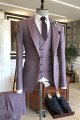Latest Purple Small Plaid Peaked Collar One Button Bespoke Men Suits For Proms
