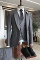 Frederic Dark Gray 3-Pieces Peaked Collar Best Fitted Men Suits