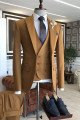 Ingram Stylish Camel 3-Pieces Peaked Collar Men Suits