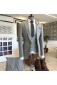 Leo Trendy Light Gray Peaked Collar Best Men Suits For Business