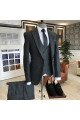 Osmond Black Small Plaid Peaked Collar Double Breasted  Men Suits
