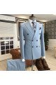 Trendy Blue Peaked Collar Double Breasted Best Men Suits