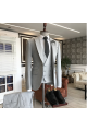 Henry High Quality Light Gray Peaked Collar Formal Men Suits