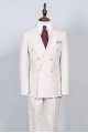 Milo Simple White Peaked Collar Double Breasted Bespoke Men Suit