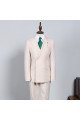 Noah Handsome Light Khaki Striped Double Breasted Bespoke Men Suit