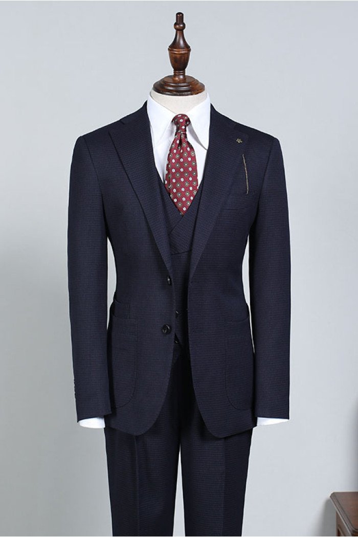 Paddy Regular Navy Blue 3 Pieces Best Fitted Bespoke Men Suit