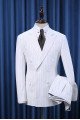 Pete Popular White Striped Double Breasted Official Men Suit