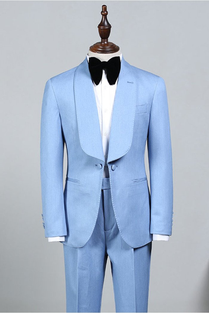 Rock Cool Sky Blue Bespoke Wedding Suit For Wedding