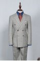 Roy Latest Gray Plaid Double Breasted Bespoke Men Suit