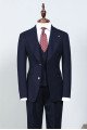 Sampson Elegant Navy Blue 3 Pieces Peaked Collar Bespoke Men Suit