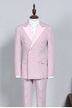 Ian New Arrival Pink Peaked Collar Double Breasted  Prom Suit