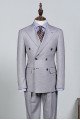 Dick Latest Light Gray Peaked Collar Double Breasted Bespoke Men Suit